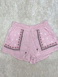 Pink Tasseled Drawstring Floral Shorts