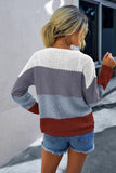Color Block Knit Long Sleeve Sweater