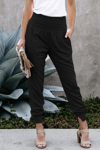 Black Pocketed Cotton Joggers