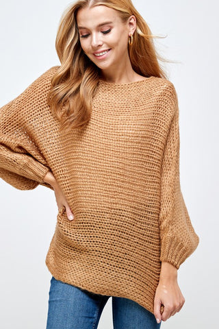 Camel Dolman Sleeve Sweater