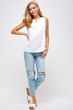 White Lace Detail V Neck Top