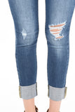 One Knee Distressed Cuffed Jeans