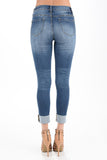 One Knee Distressed Cuffed Jeans