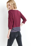 Wine Solid Top with Striped Tied Bottom