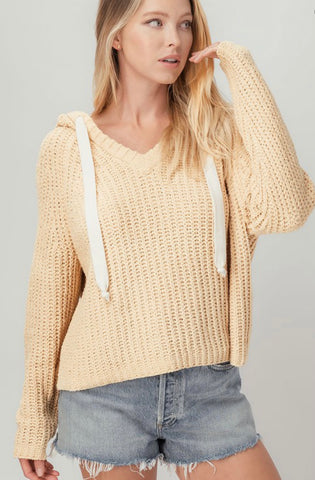 Honey Chenille Knit Hooded Sweater