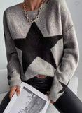 Grey Drop Shoulder Star Sweater