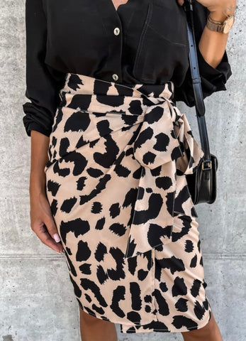 Leopard Print Wrap Around Skirt