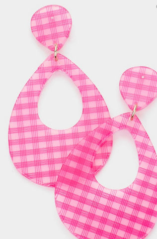 Pink Gingham Earrings